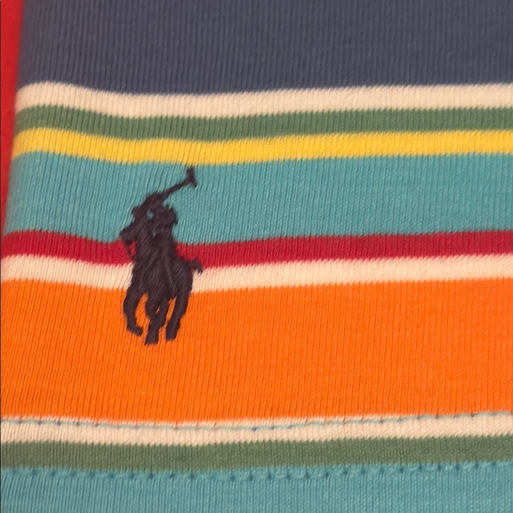 NWT Polo by Ralph Lauren boys Blue and Orange Striped Short Sleeve Tee - Picture 2 of 7